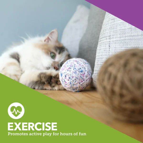 Interactive Cat Toy Yarn Balls with Bell, Multi-Colored Balls, 2 Pk - Image 3